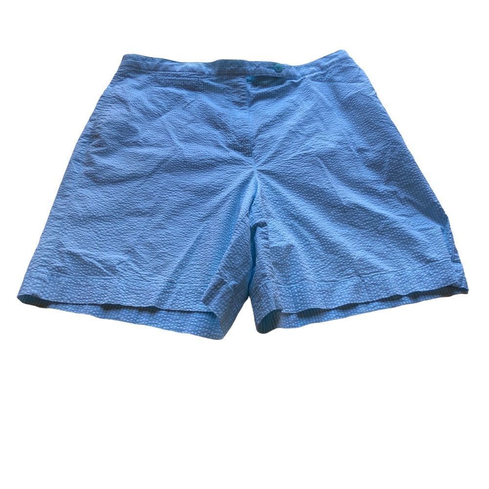 Liz Golf shorts blue and white textured tee pocket light weight Size 16 NWOT
